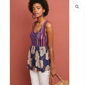 Anthropologie One September Trudy Embroidered Tank Top Small